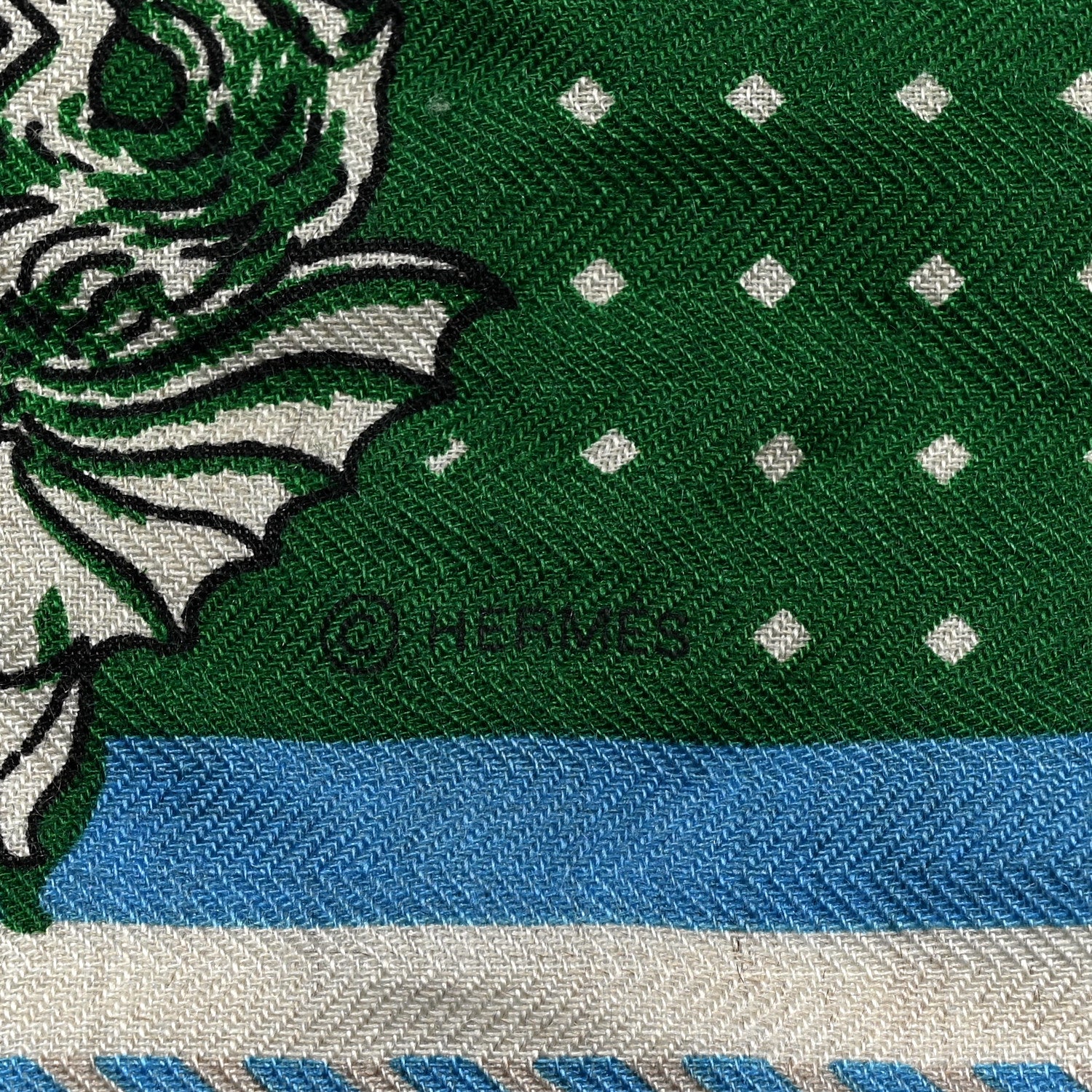 Hermes Cashmere Silk Harnais De Cour Bandana Shawl 140 1893766