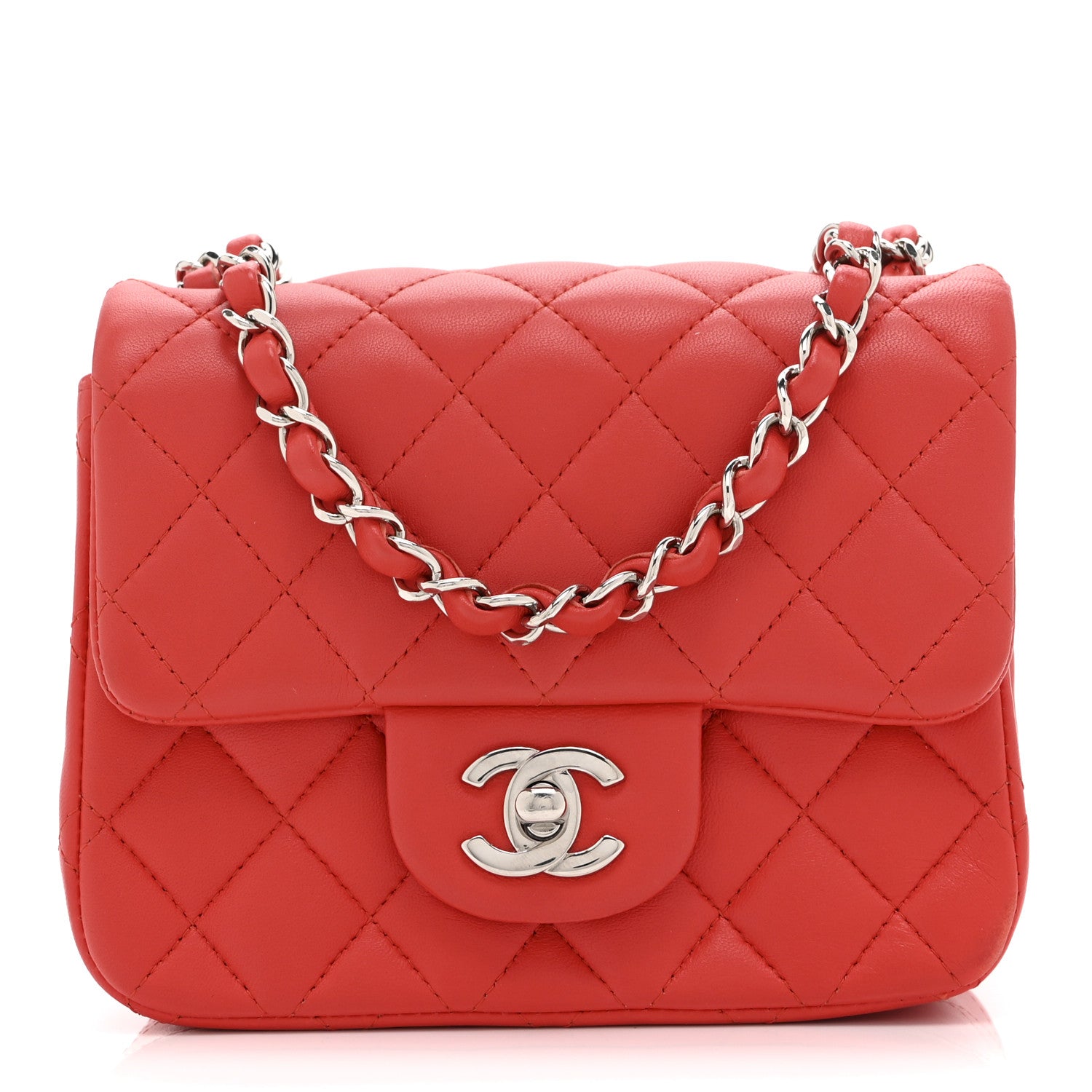 Chanel Lambskin Quilted Mini Square Flap Red 1 of 10
