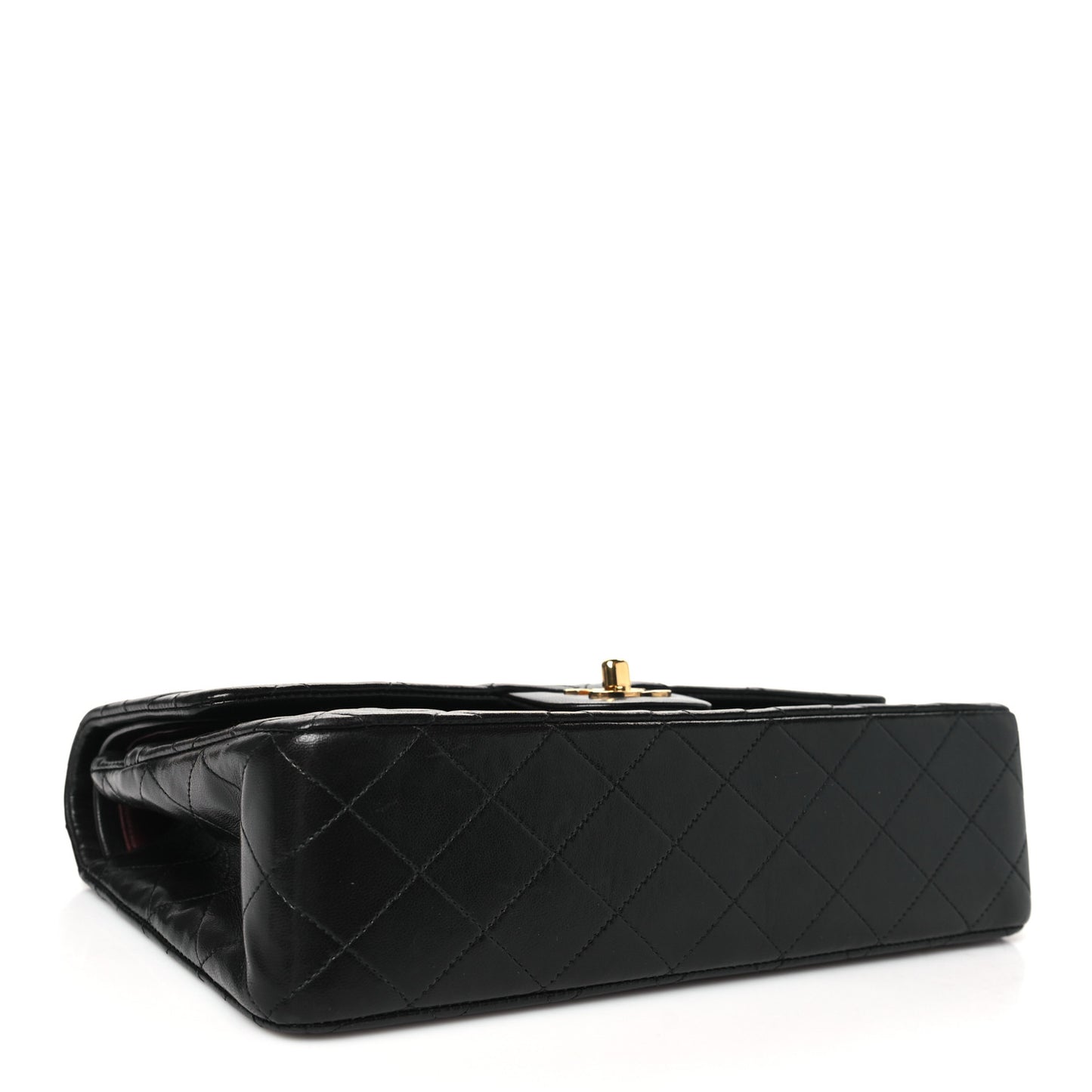 Lambskin Quilted Medium Double Flap Black