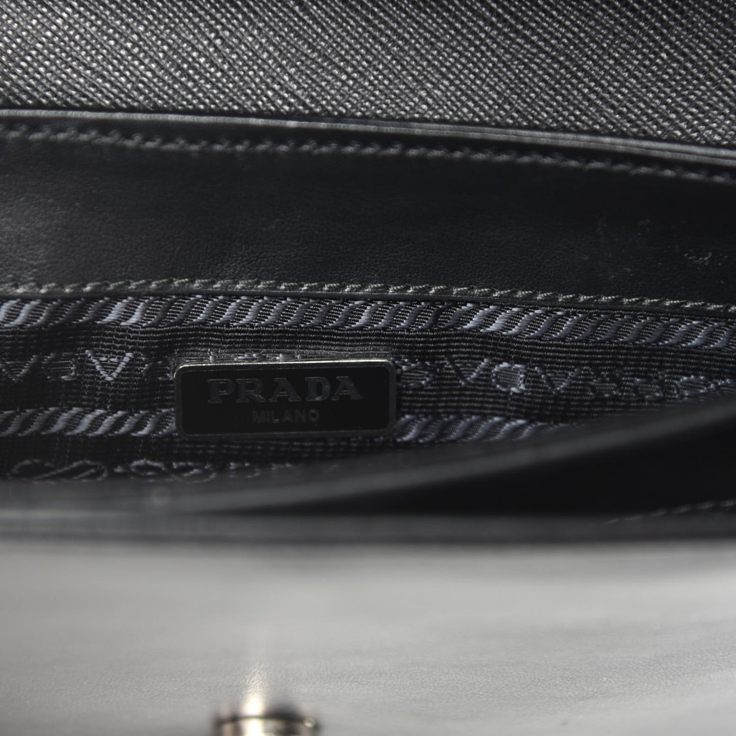 Saffiano Tessuto Nylon Chain Shoulder Bag Black