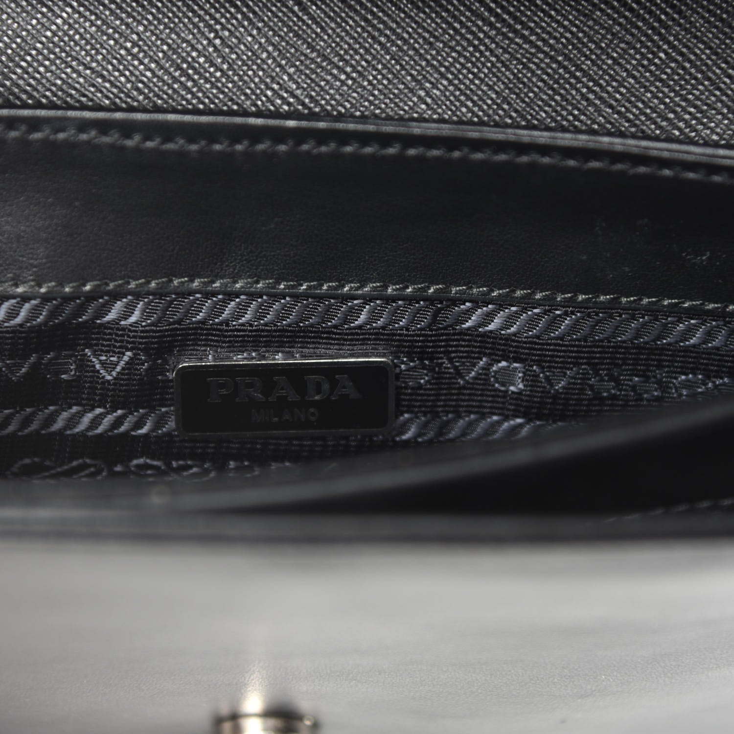 Prada Saffiano Tessuto Nylon Chain Shoulder Bag Black 10 of 13