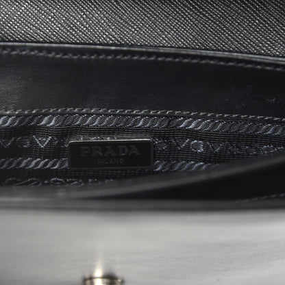 Prada Saffiano Tessuto Nylon Chain Shoulder Bag Black 10 of 13