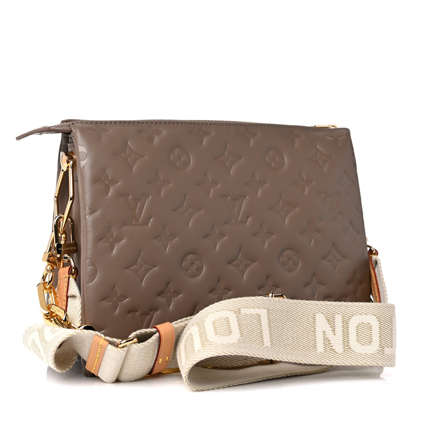 Lambskin Embossed Monogram Coussin PM Taupe