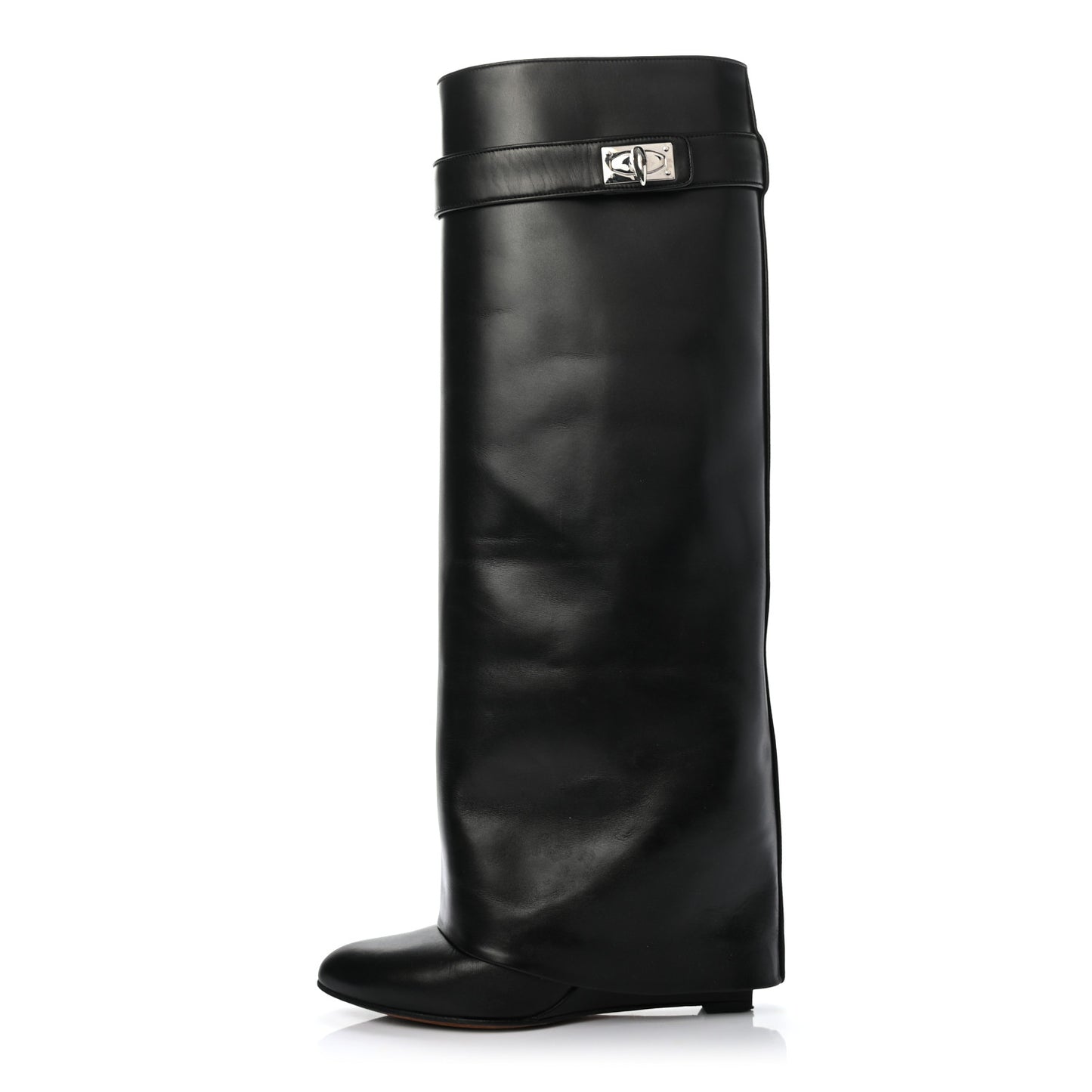 Calfskin Newton Over The Knee Boots 36.5 Black