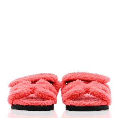 Hermes Woolskin Womens Chypre Sandals 38 Rose Du Desert 2 of 10