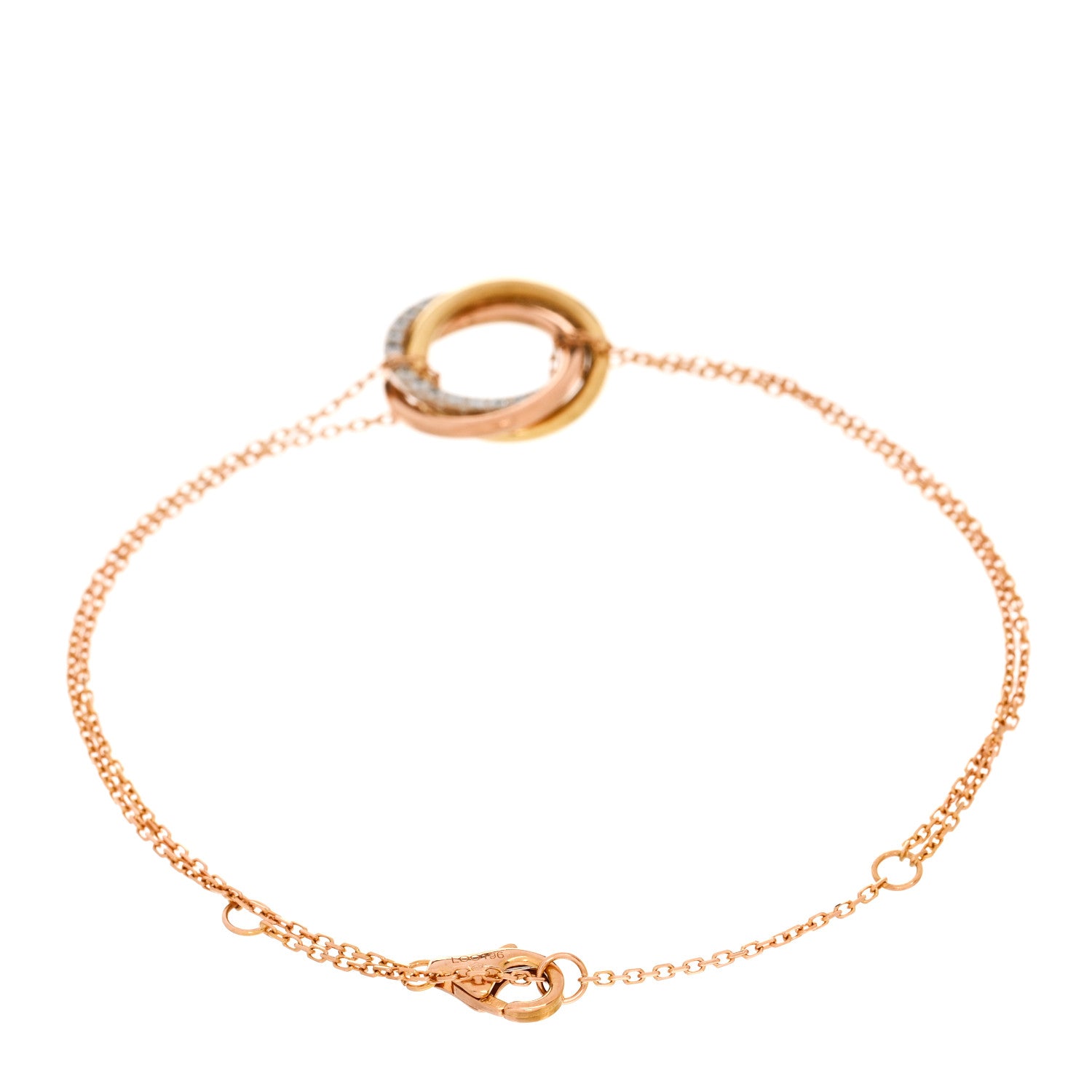 Cartier 18K Pink Yellow White Gold Diamond Trinity Bracelet 2 of 3