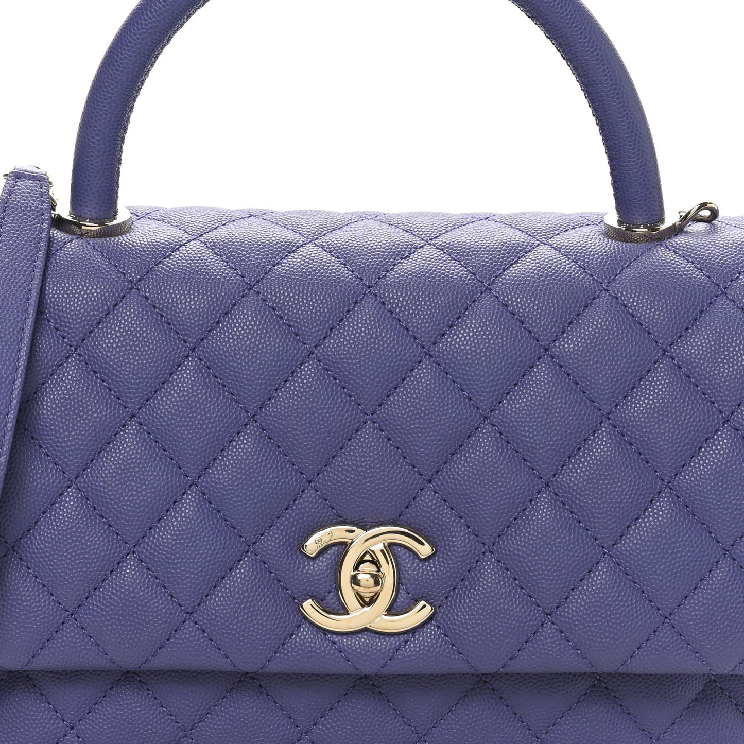 Caviar Quilted Small Coco Handle Flap Dark Purple