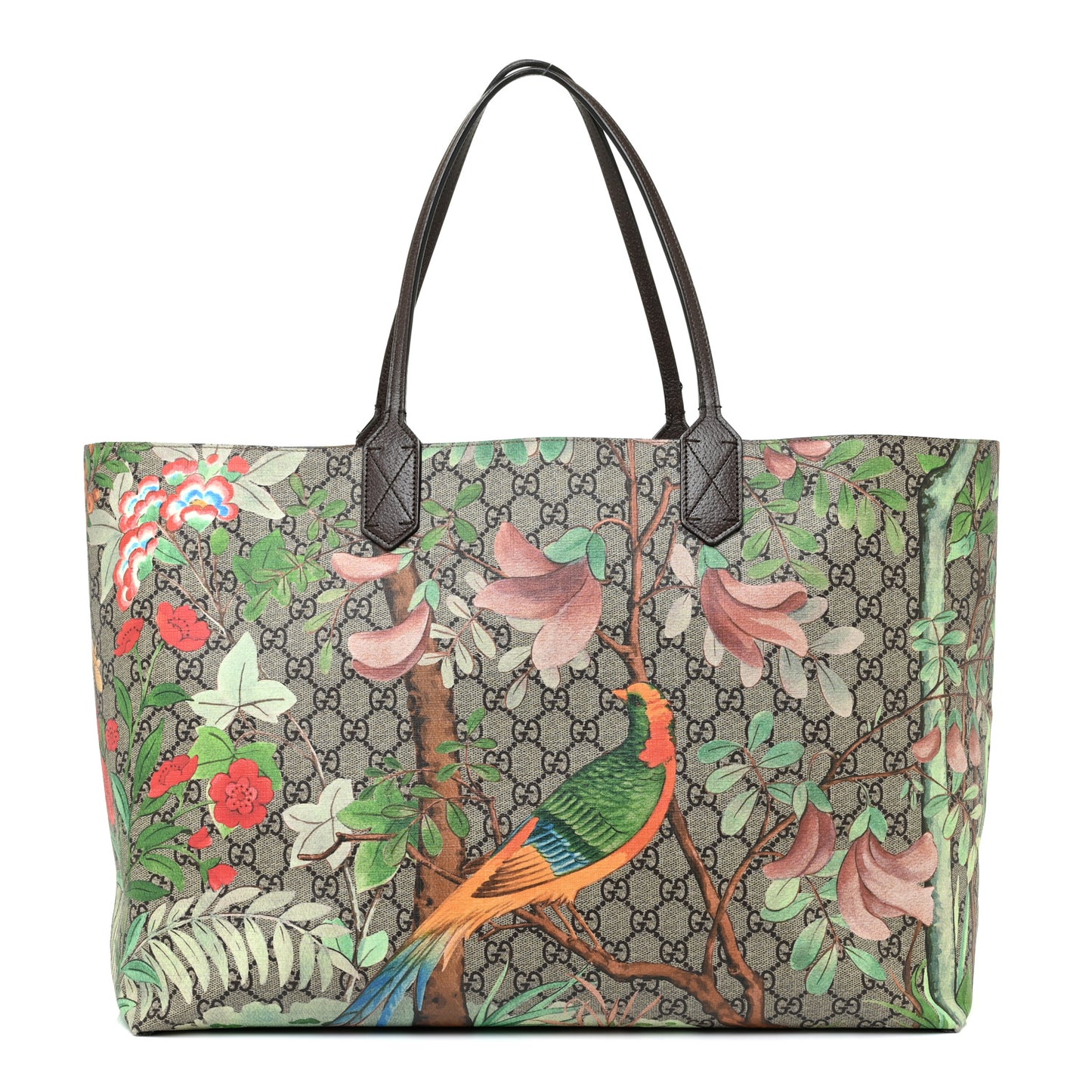 GG Supreme Monogram Tian Large Shopping Tote Beige Multicolor New Acero