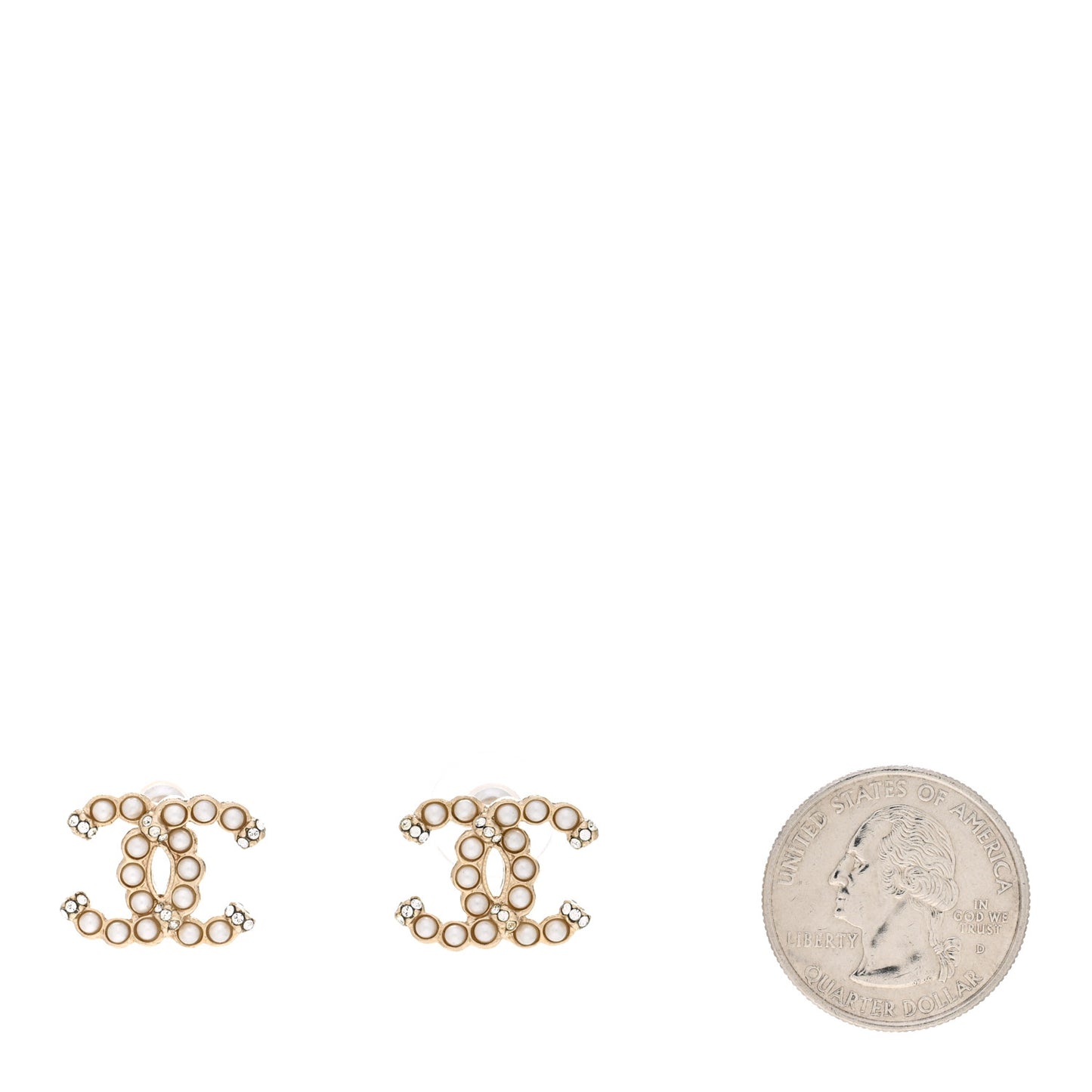 Pearl Crystal CC Earrings Gold