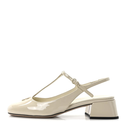 Miu Miu Vernice Slingback Mary Jane Pumps 37 Avorio 1 of 9