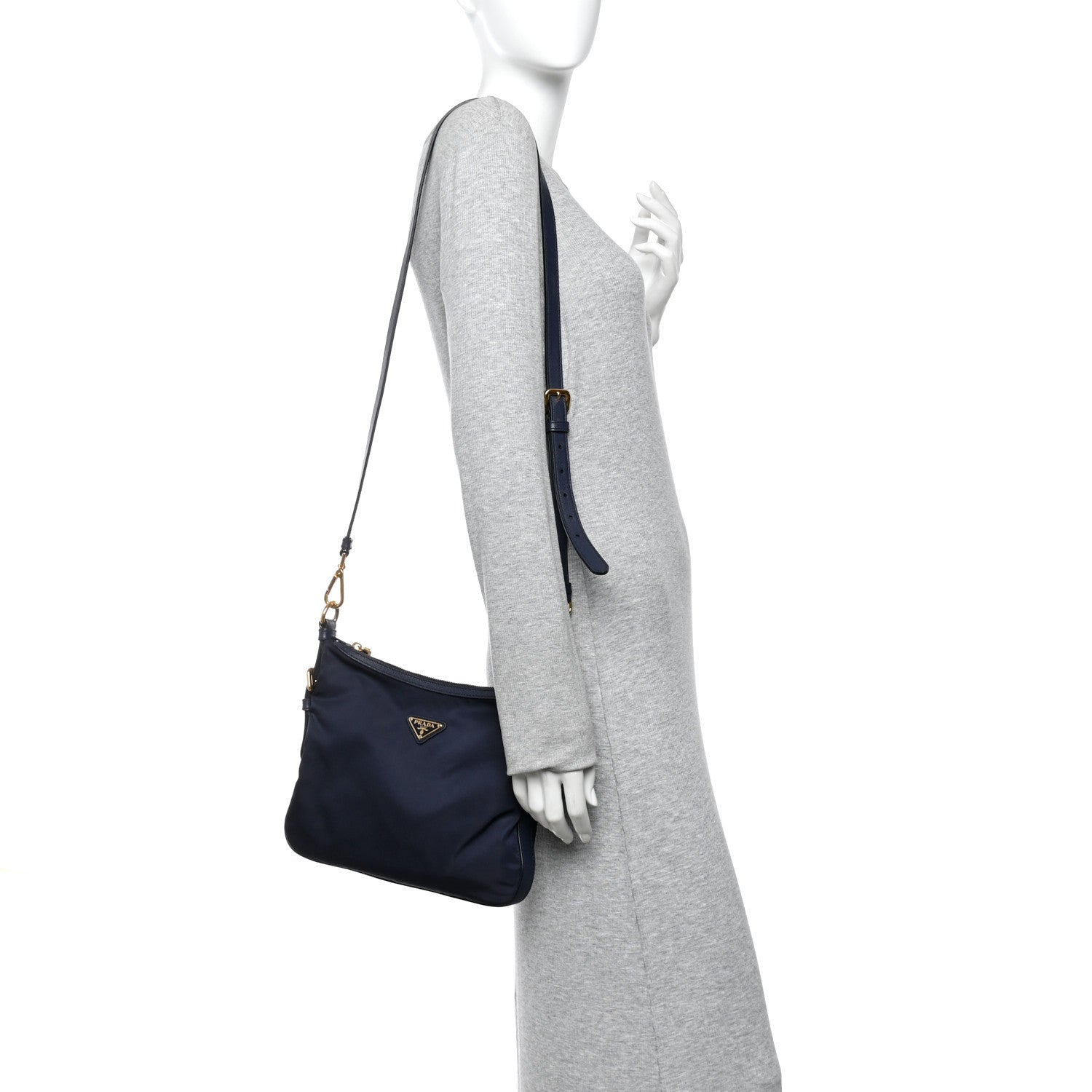 Prada Tessuto Nylon Saffiano Small Crossbody Bag Navy 2 of 12