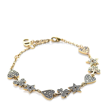 Christian Dior Metal Star Heart Bracelet Black Gold 1 of 6