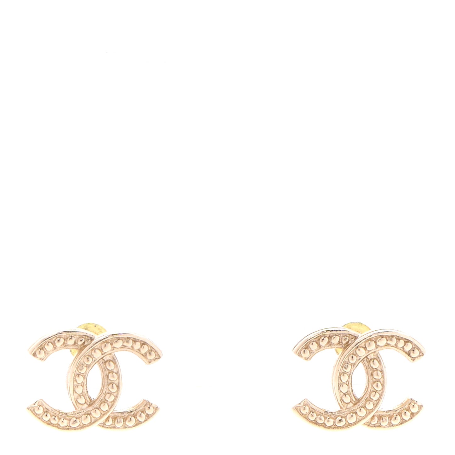 Metal Engraved CC Earrings Gold