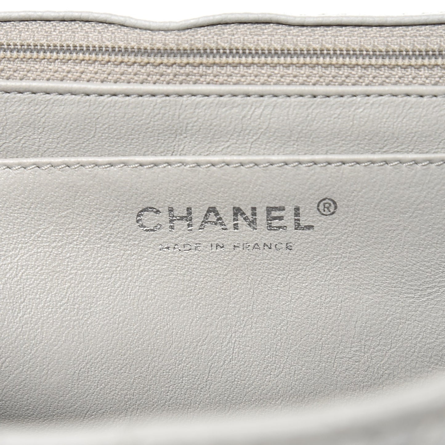 Caviar Quilted Maxi Single Flap Light Grey