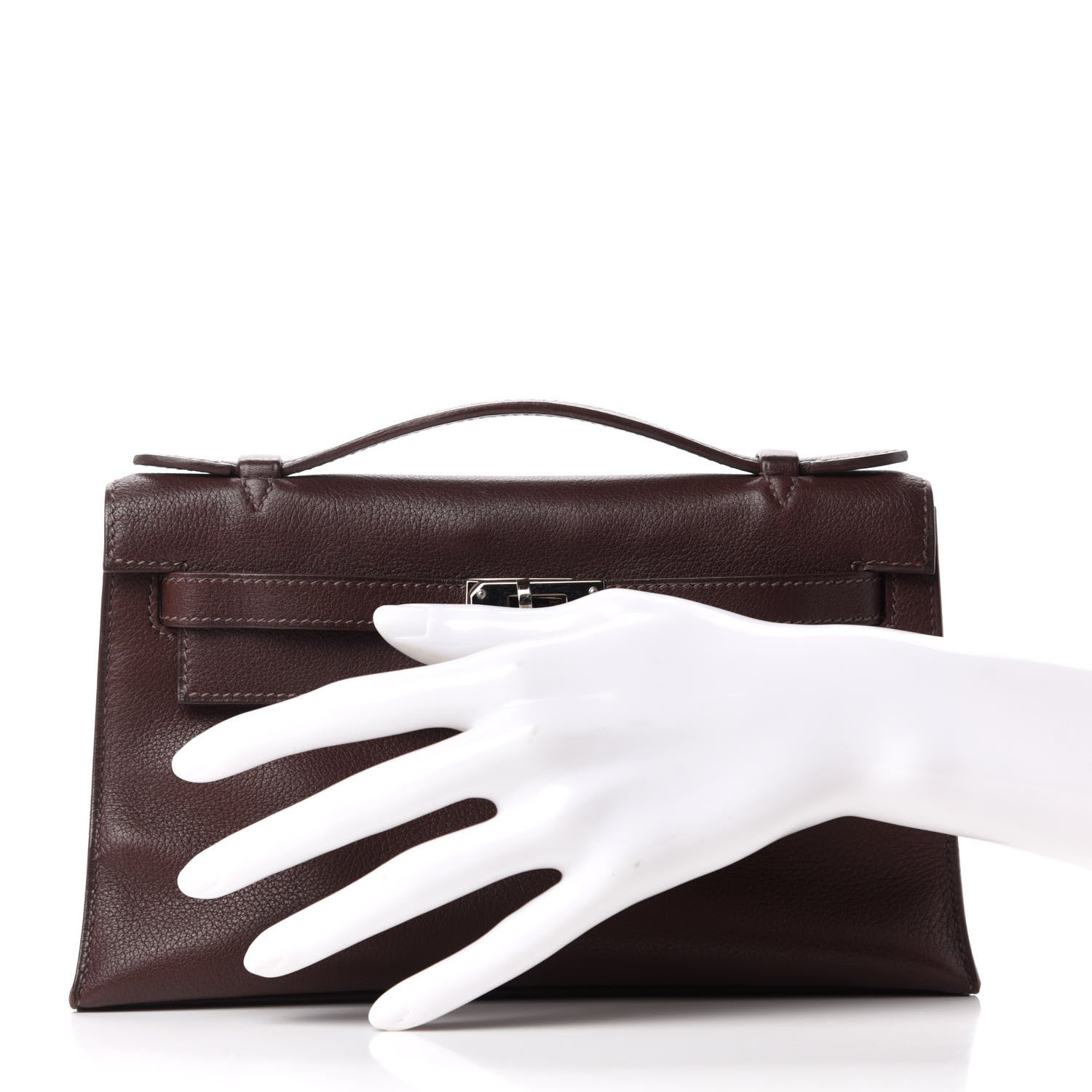 Hermes Evergrain Kelly Pochette Clutch Havane 2 of 10