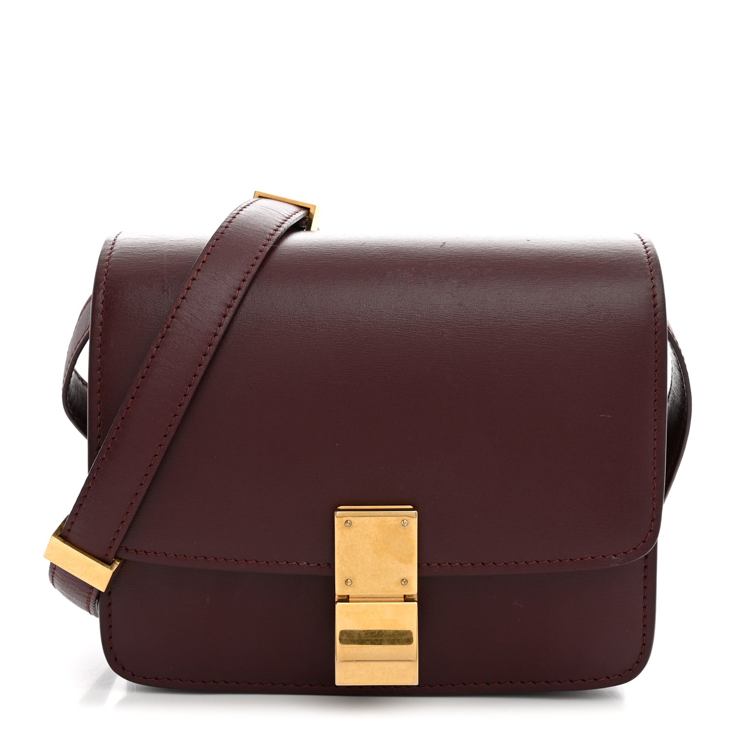 Box Calfskin Small Classic Box Flap Bag Burgundy