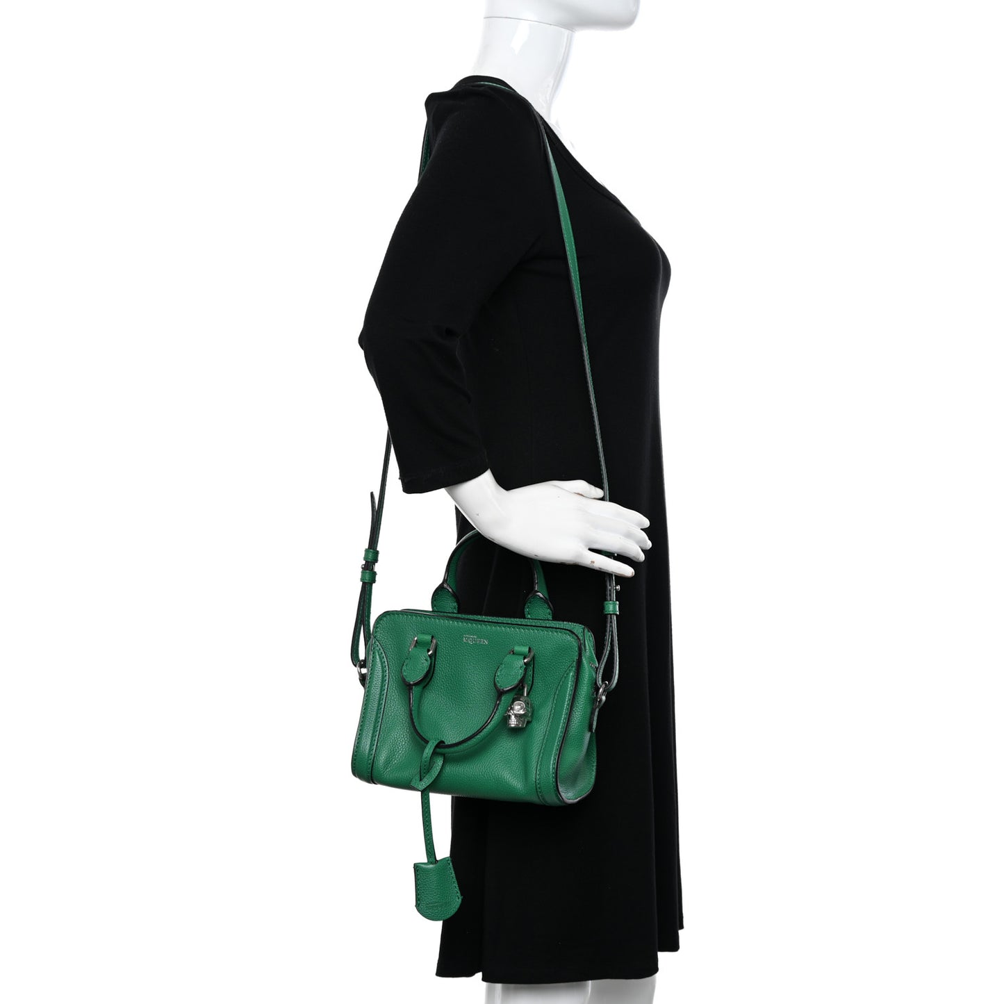 Pebbled Calfskin Mini Padlock Tote Emerald