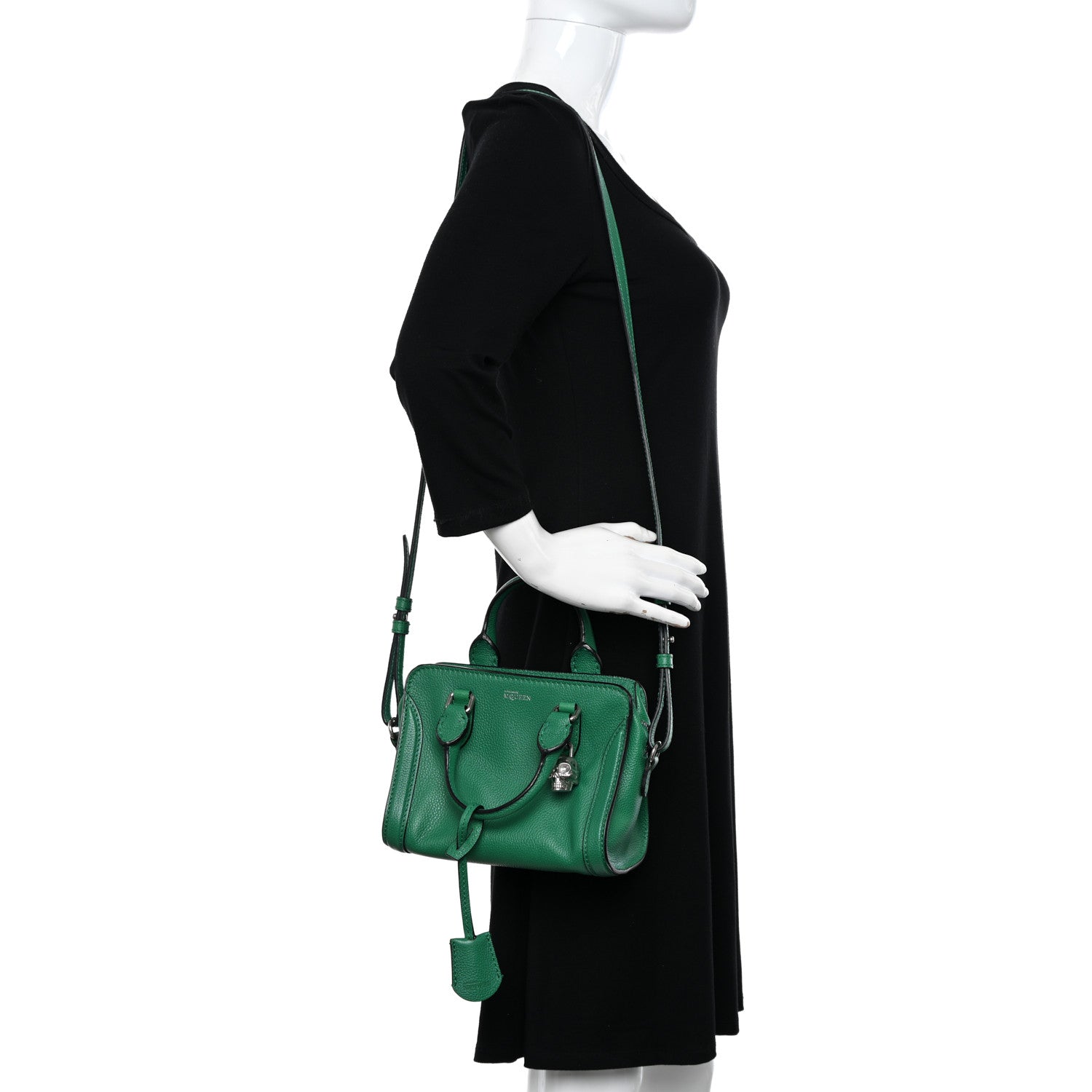 Alexander McQueen Pebbled Calfskin Mini Padlock Tote Emerald 2 of 15