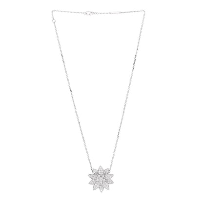 Van Cleef & Arpels 18K White Gold Diamond Medium Lotus Pendant Necklace 3 of 8
