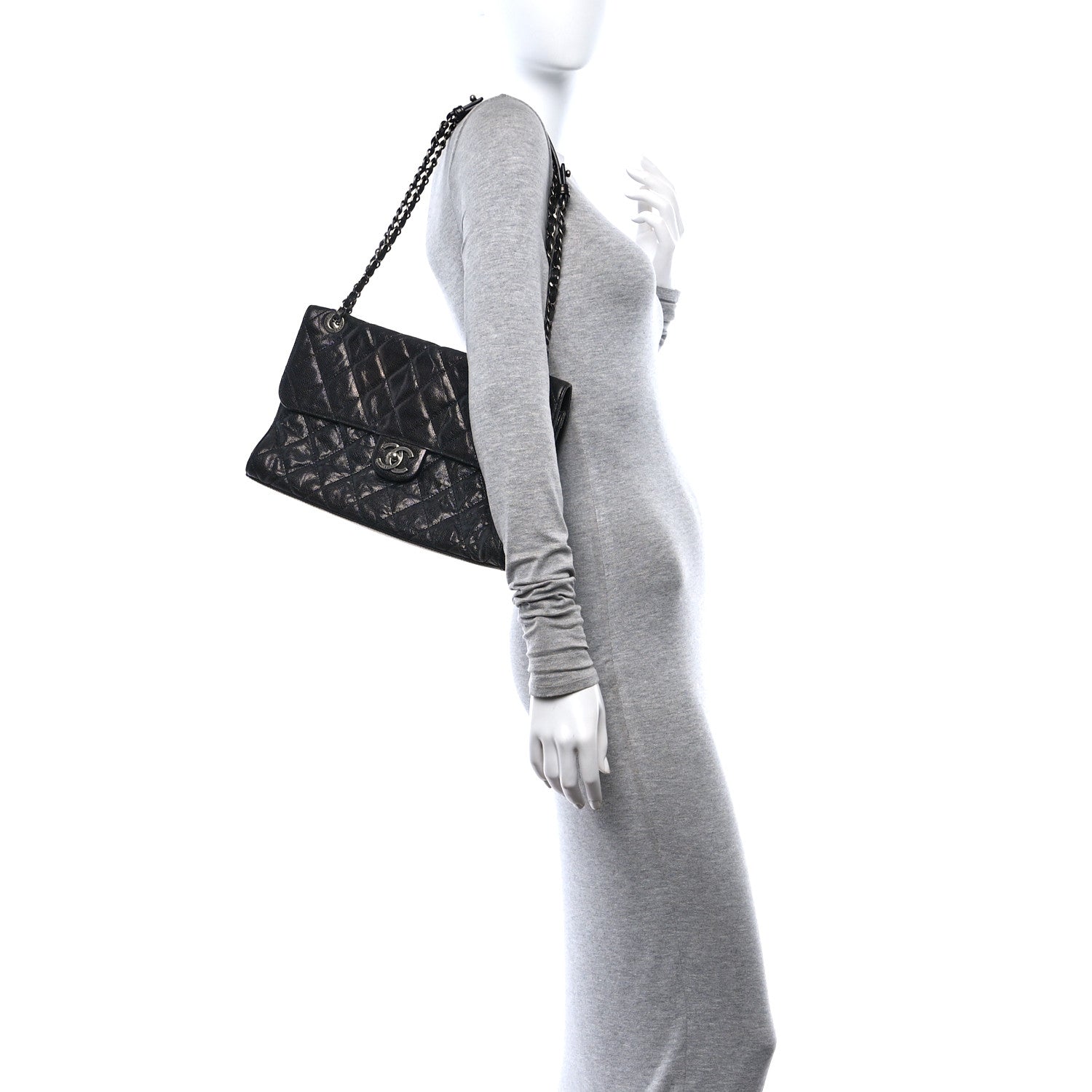 Chanel Crumpled Grained Calfskin Jumbo CC Crave Flap Black 2 of 11