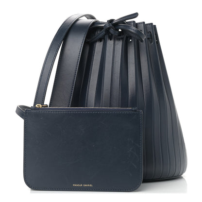 Mansur Gavriel Vegetable Tanned Calfskin Pleated Bucket Bag Blu 1 of 14