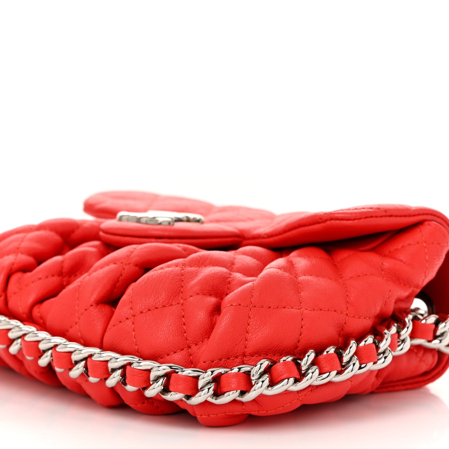 Washed Lambskin Mini Chain Around Messenger Red