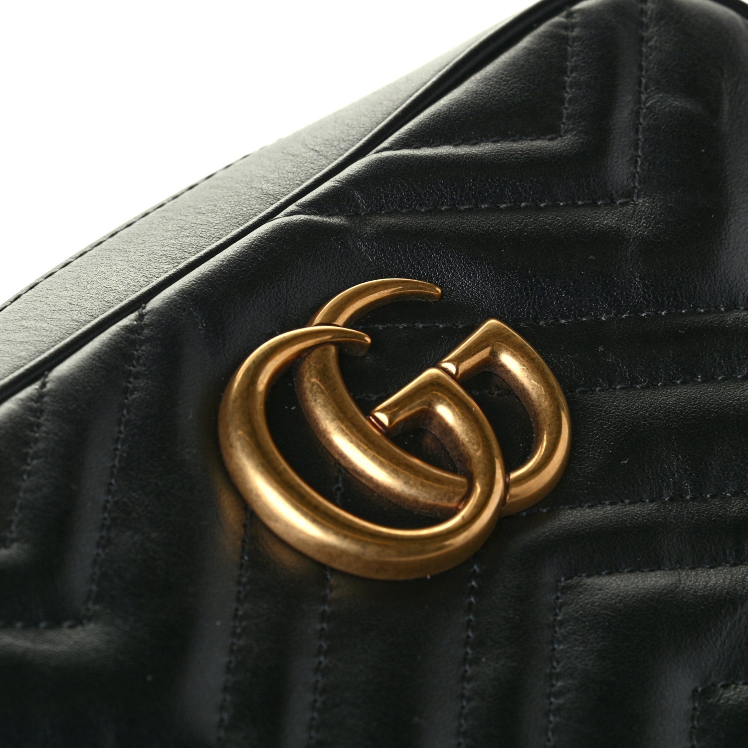 Gucci Calfskin Matelasse Small GG Marmont Chain Shoulder Bag Black 6 of 7