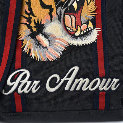 Gucci Techno Canvas Web L'Aveugle Par Amour Embroidered Double Buckle Backpack Black 9 of 9