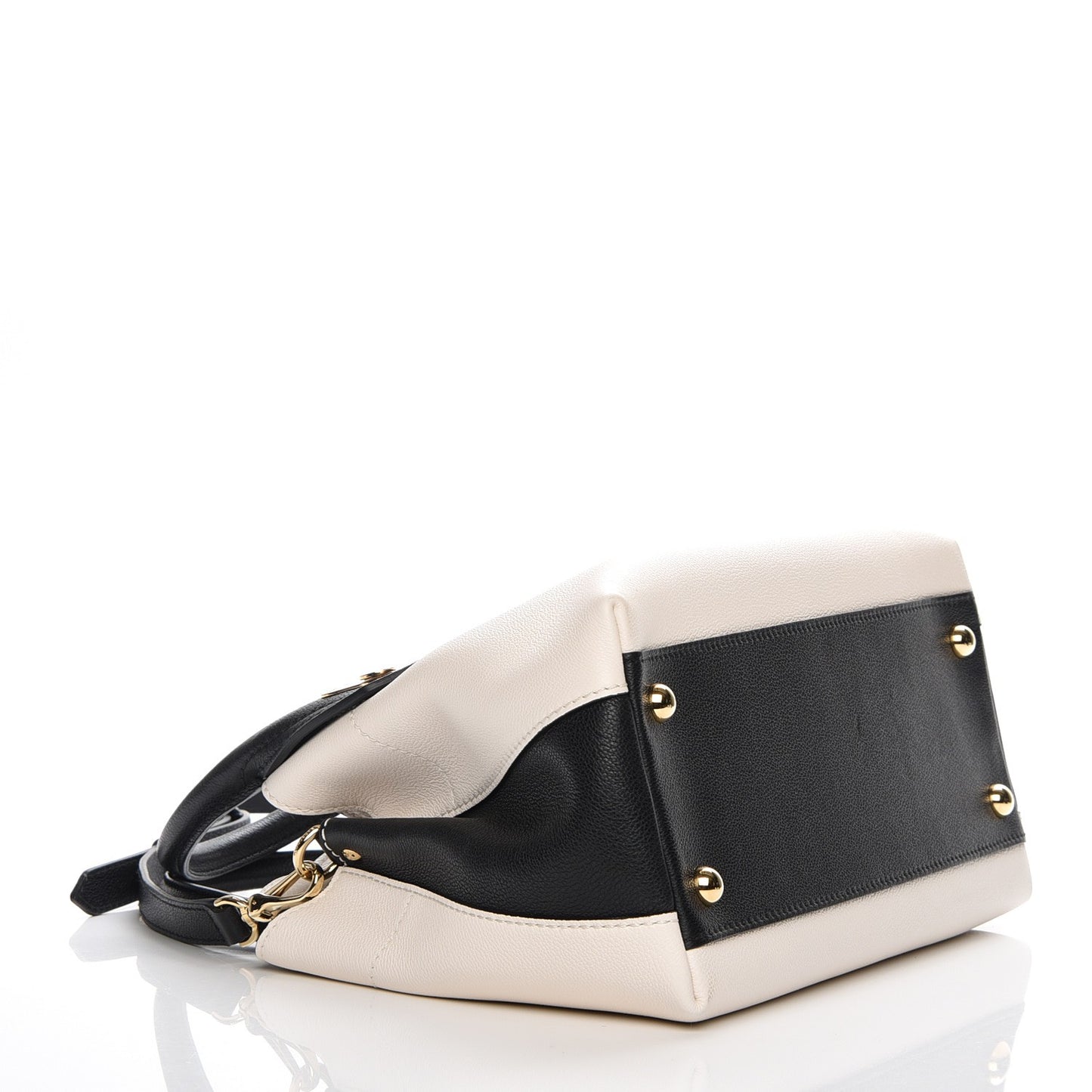 Grainy Calfskin Small Milton Satchel Natural Black