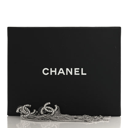 Chanel Baguette Crystal CC Chain Drop Earrings Silver 5 of 5
