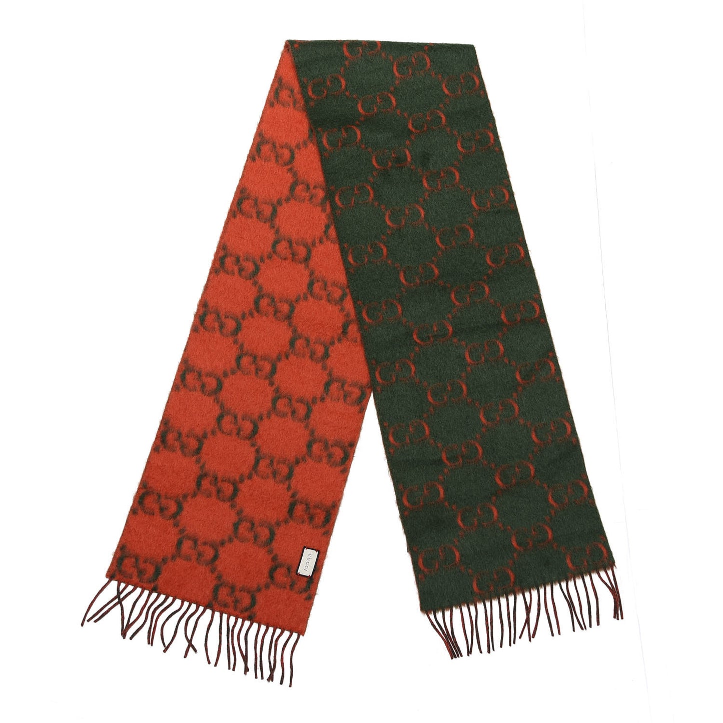 Wool Alpaca GG Monogram Big GG Rock Scarf Green Red