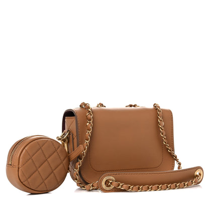 Chanel Calfskin Quilted Multi Pouching Flap And Coin Purse Beige 4 of 13