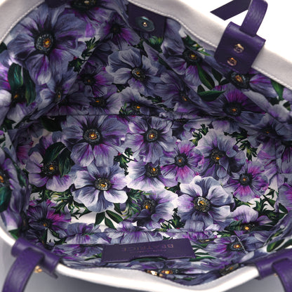 Dolce & Gabbana Canvas Anemone Print Medium Beatrice Tote Purple 4 of 5