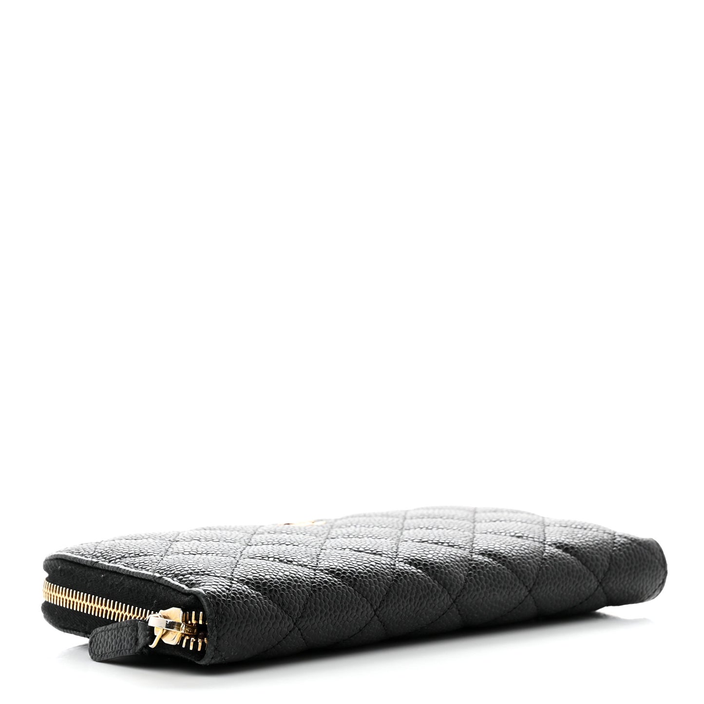 Caviar Quilted Large Gusset Zip Around Wallet Black