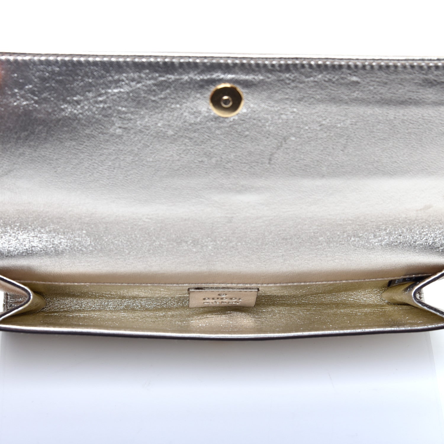 Gucci Metallic Calfskin Romy Clutch Silver 5 of 11