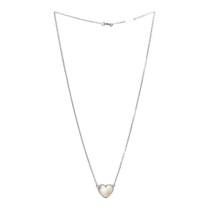 Van Cleef & Arpels 18K White Gold Mother of Pearl Lucky Alhambra Heart Pendant Necklace 3 of 5