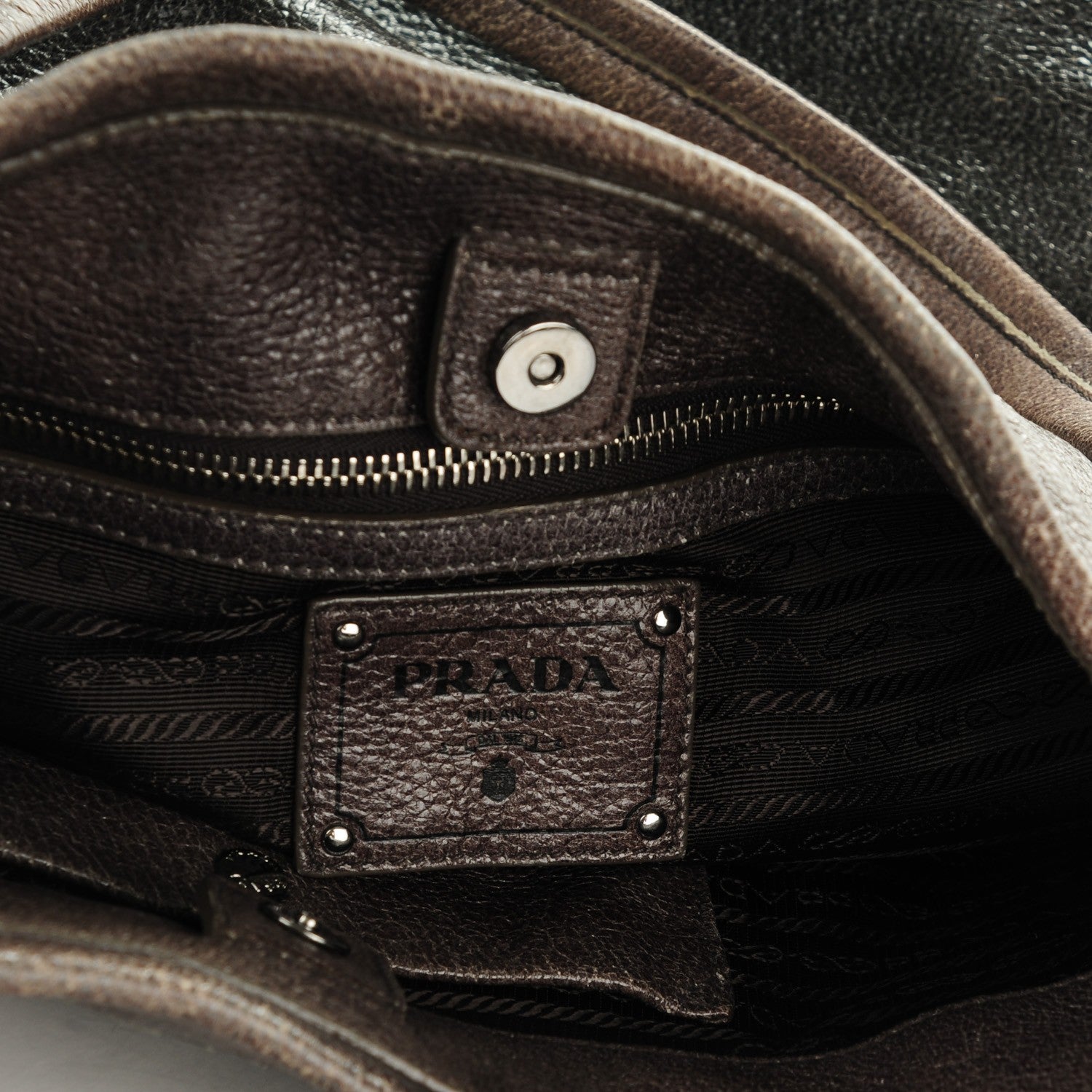 Prada Cervo Lux Sfumata Zippers Hobo Fumo 6 of 7