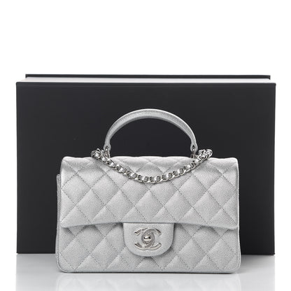 Chanel Metallic Caviar Quilted Mini Top Handle Rectangular Flap Silver 11 of 11