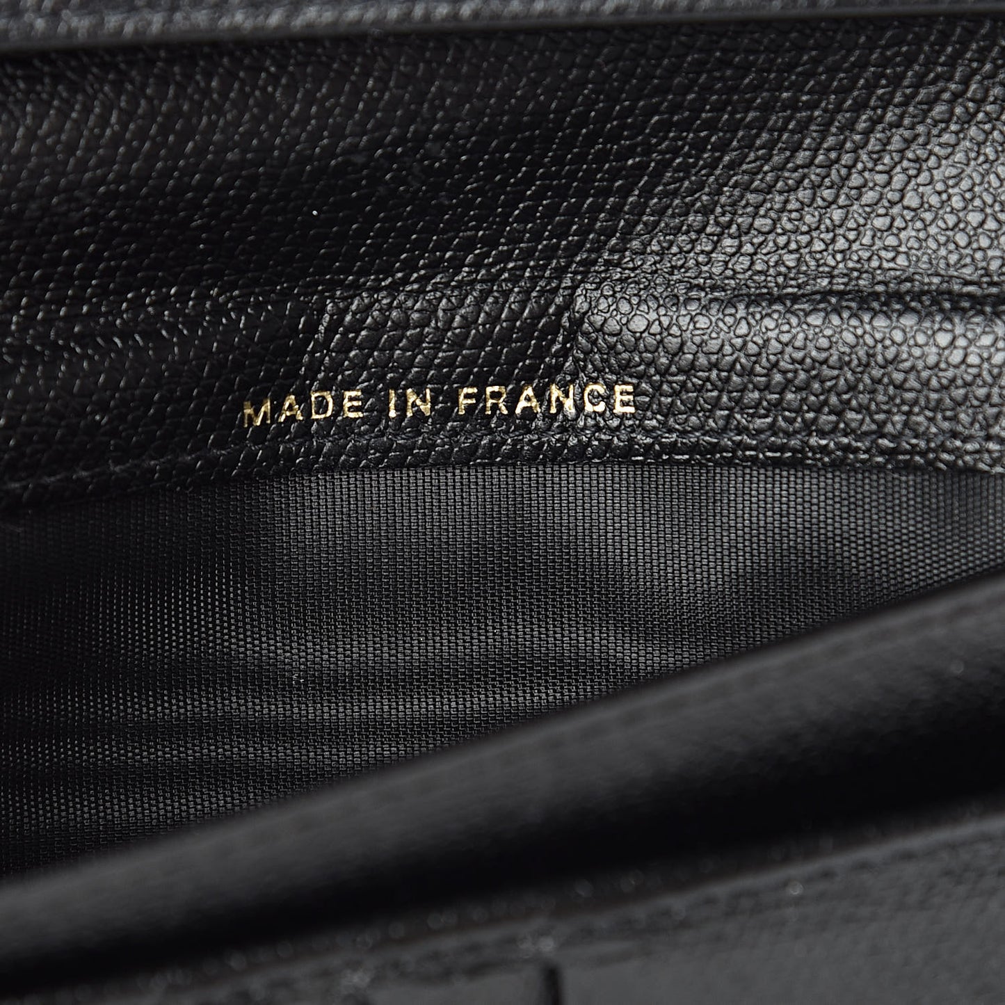 Grained Calfskin Yen Wallet Black