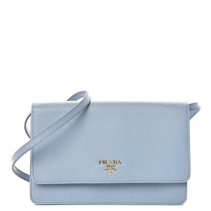 Prada Saffiano Metal Flap Wallet With Strap Astrale 1 of 9
