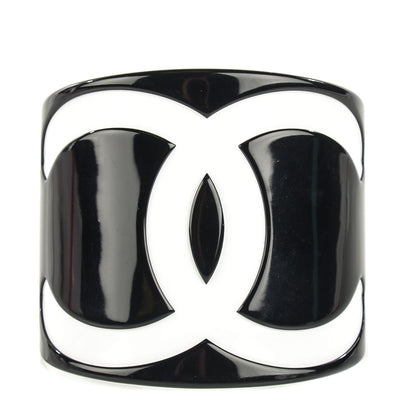 Chanel Resin CC Wide Cuff Black White 1 of 4