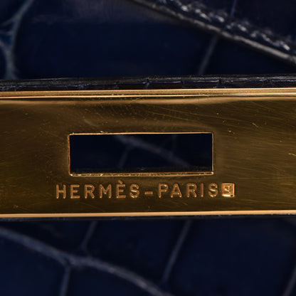 Hermes Shiny Niloticus Crocodile Kelly Sellier 32 Bleu Saphir 19 of 32