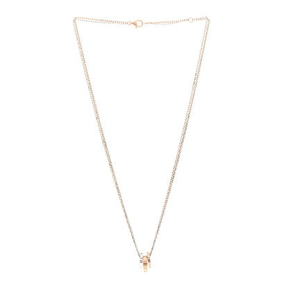 Cartier 18K White Pink Gold Diamond Three Ring LOVE Pendant Necklace 3 of 4