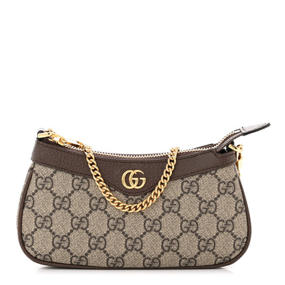 Gucci GG Supreme Monogram Textured Dollar Calfskin Mini Ophidia Chain Bag Beige Ebony 1 of 10