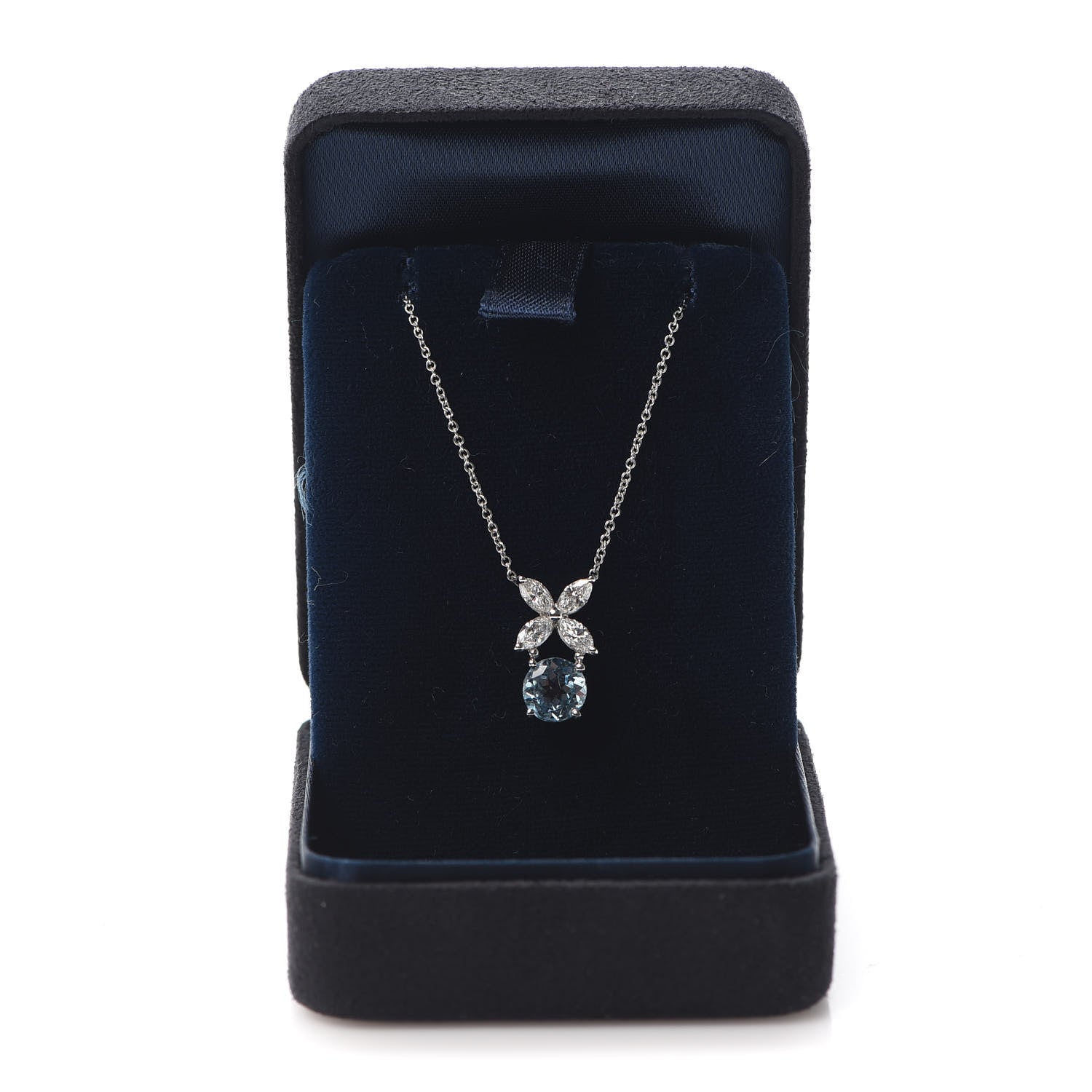 Tiffany Platinum Diamond Aquamarine Victoria Pendant Necklace 6 of 6