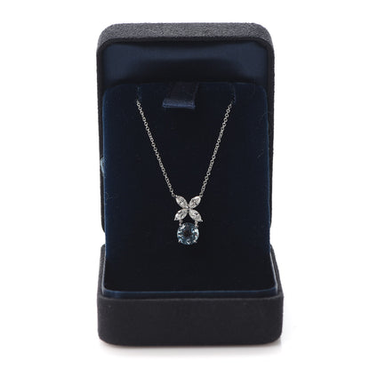 Tiffany Platinum Diamond Aquamarine Victoria Pendant Necklace 6 of 6