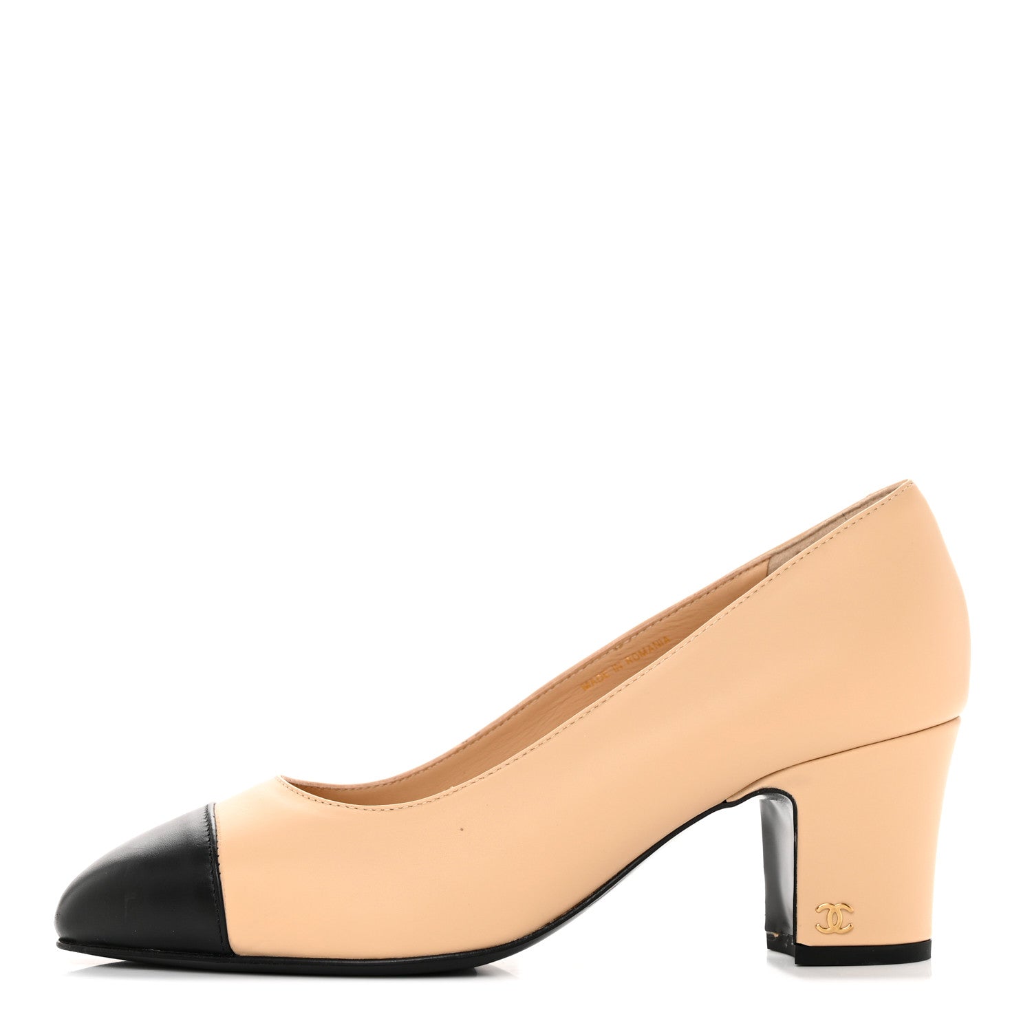 Chanel Lambskin Cap Toe CC Pumps 39 Beige Black 1 of 22