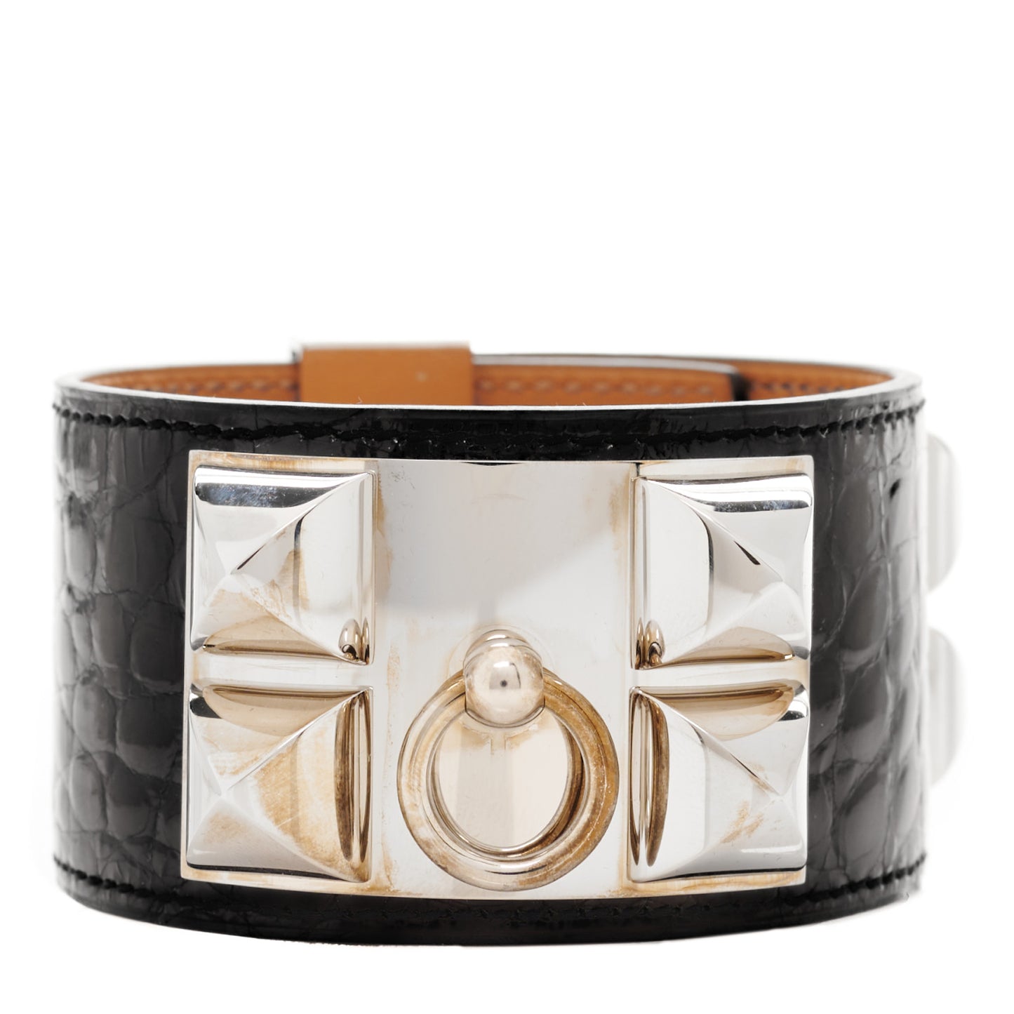 Shiny Alligator Collier de Chien CDC Bracelet L Black