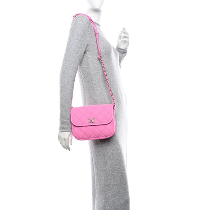 Chanel Denim Quilted Small Messenger Flap Neon Pink 2 of 10