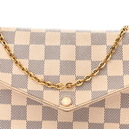 Louis Vuitton Damier Azur Pochette Felicie Chain Wallet Rose Ballerine 8 of 16